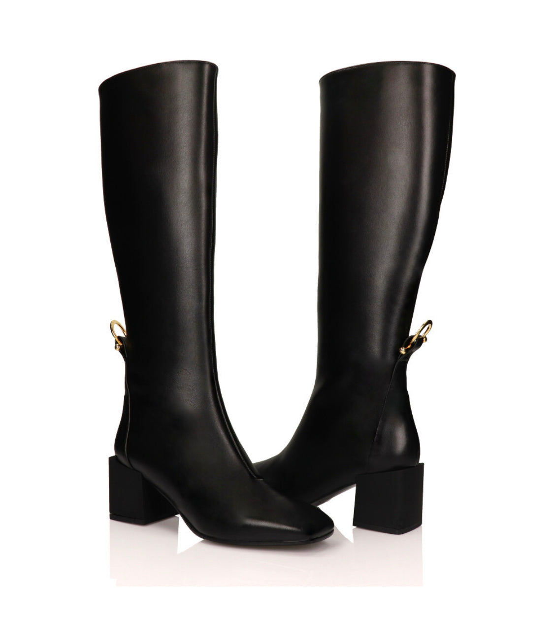 Amy fekete bőr, hosszúszárú csizma