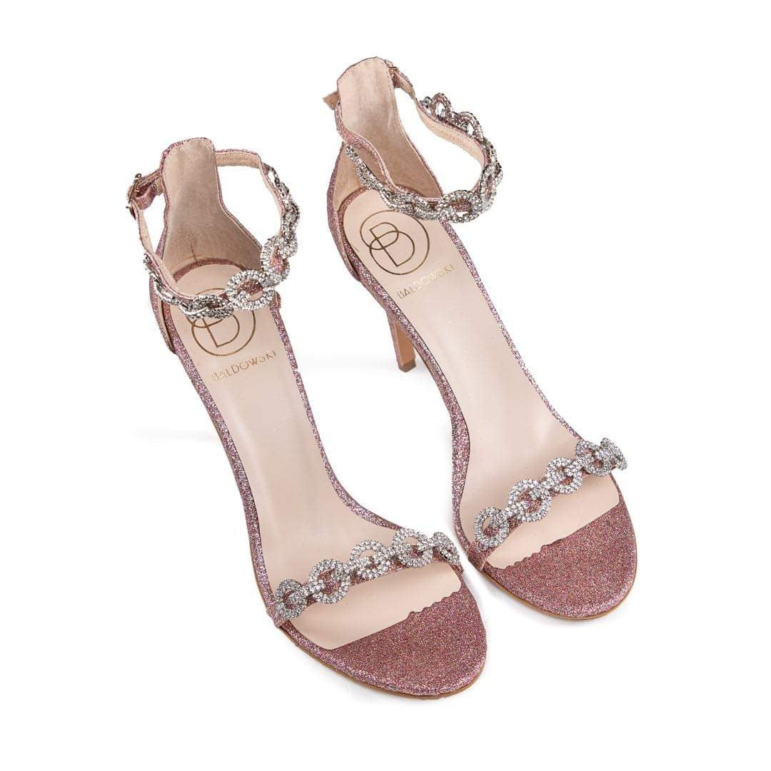 Milla rose csillogó magassarkú szandál
