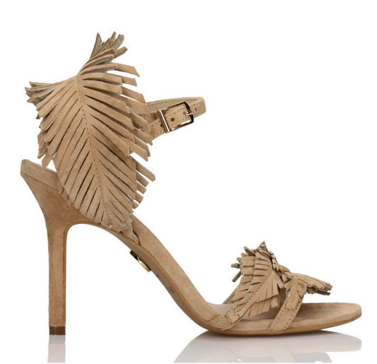 Palma camel velúrbőr magassarkú szandál