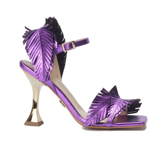 Palma trap lila metál bőr magassarkú szandál